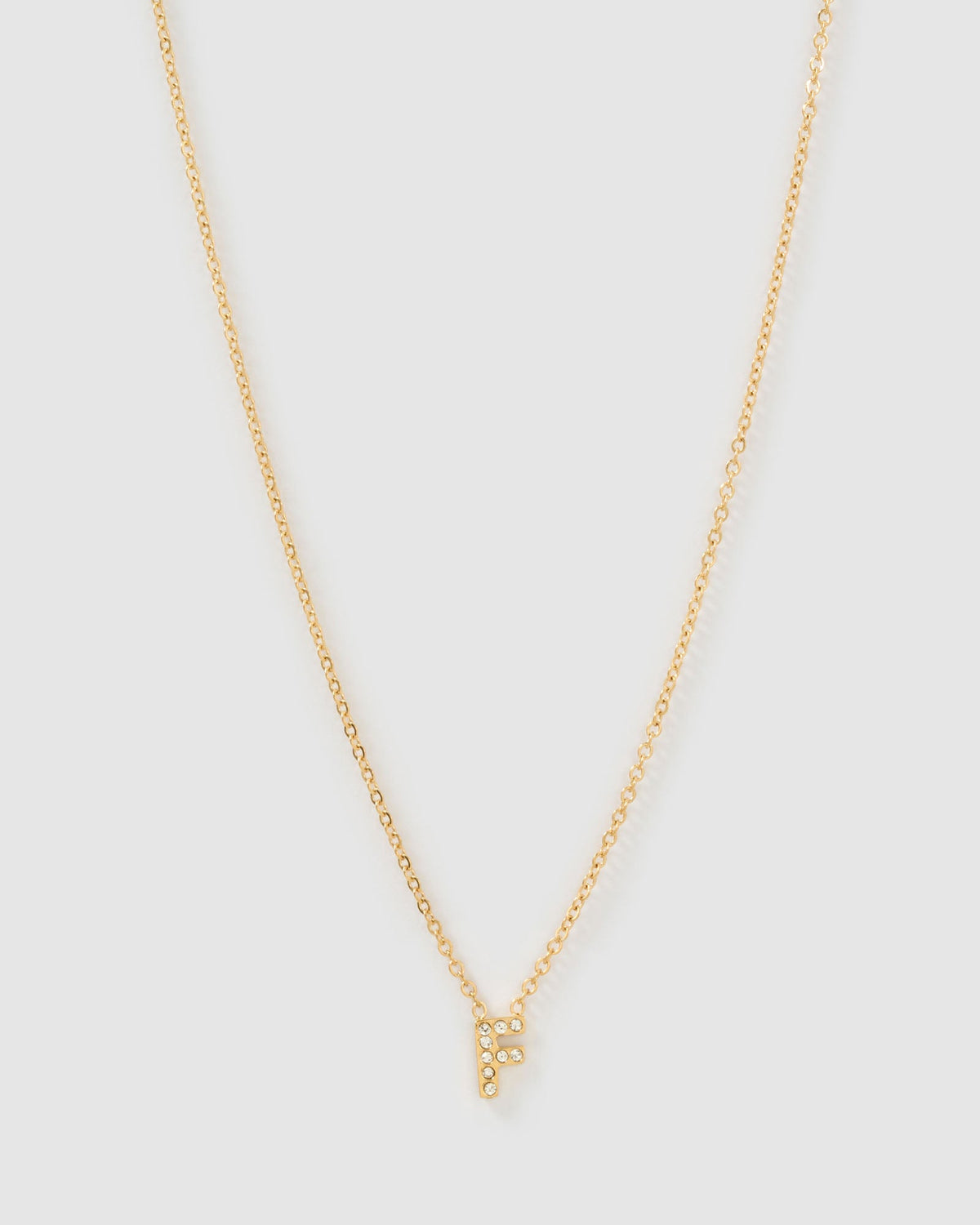 Colar Pingente Mini Inicial Cristal - Ouro 18K | SILLENE - F