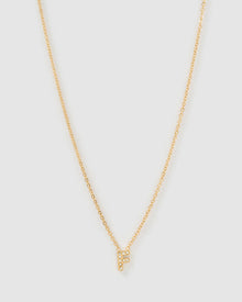 Colar Pingente Mini Inicial Cristal - Ouro 18K | SILLENE - F