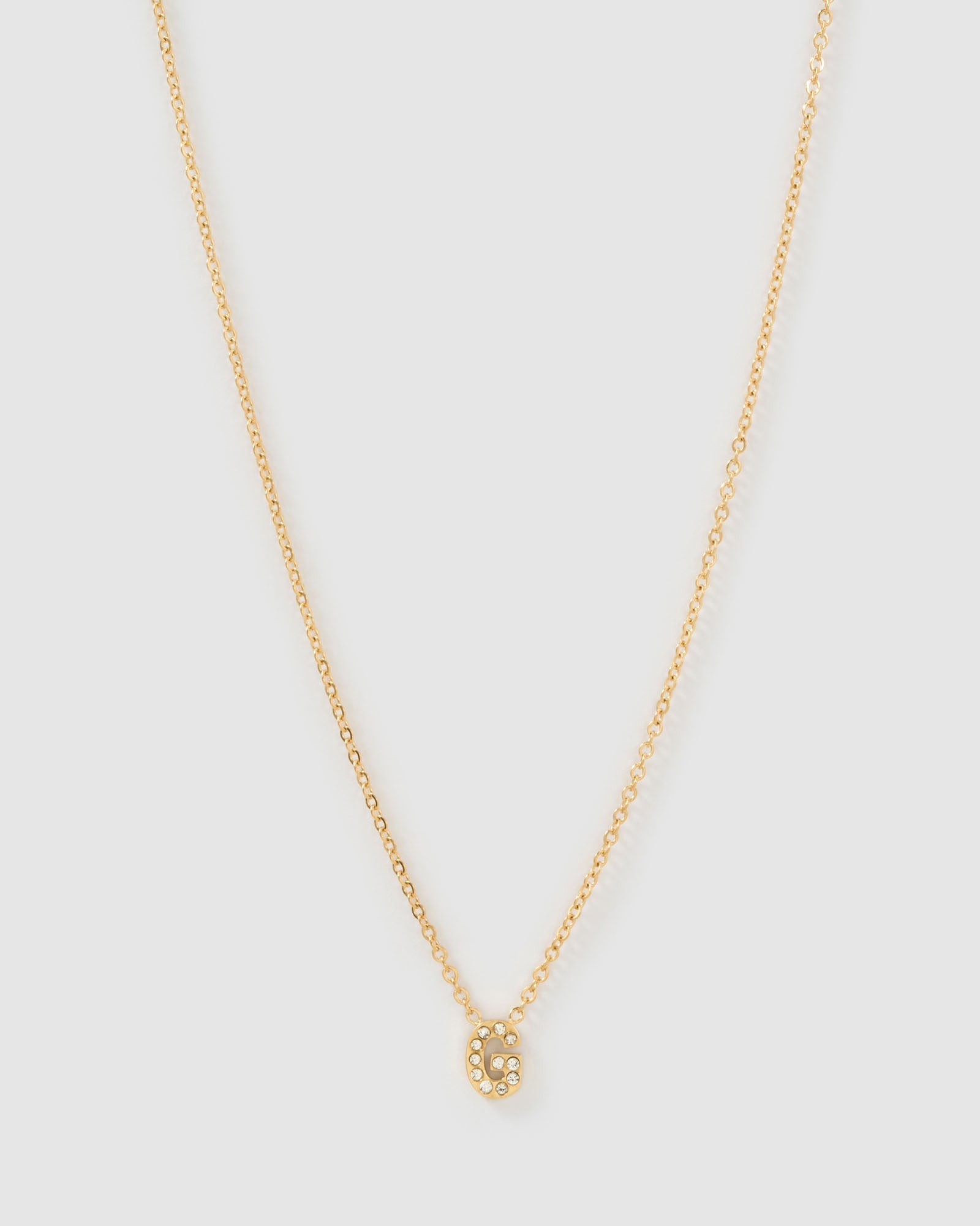 Colar Pingente Mini Inicial Cristal - Ouro 18K | SILLENE - G