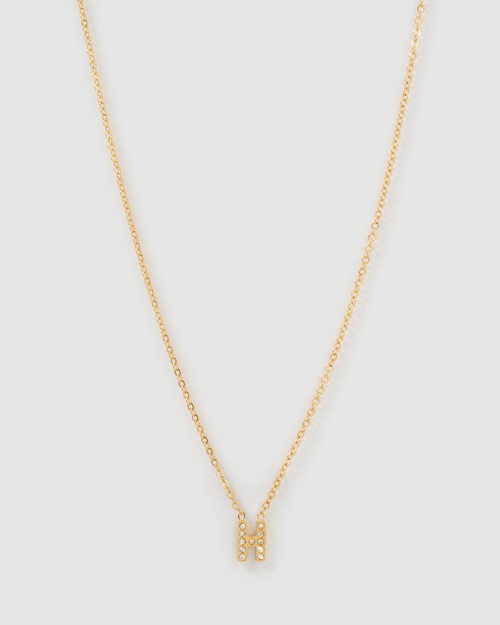 Colar Pingente Mini Inicial Cristal - Ouro 18K | SILLENE - H