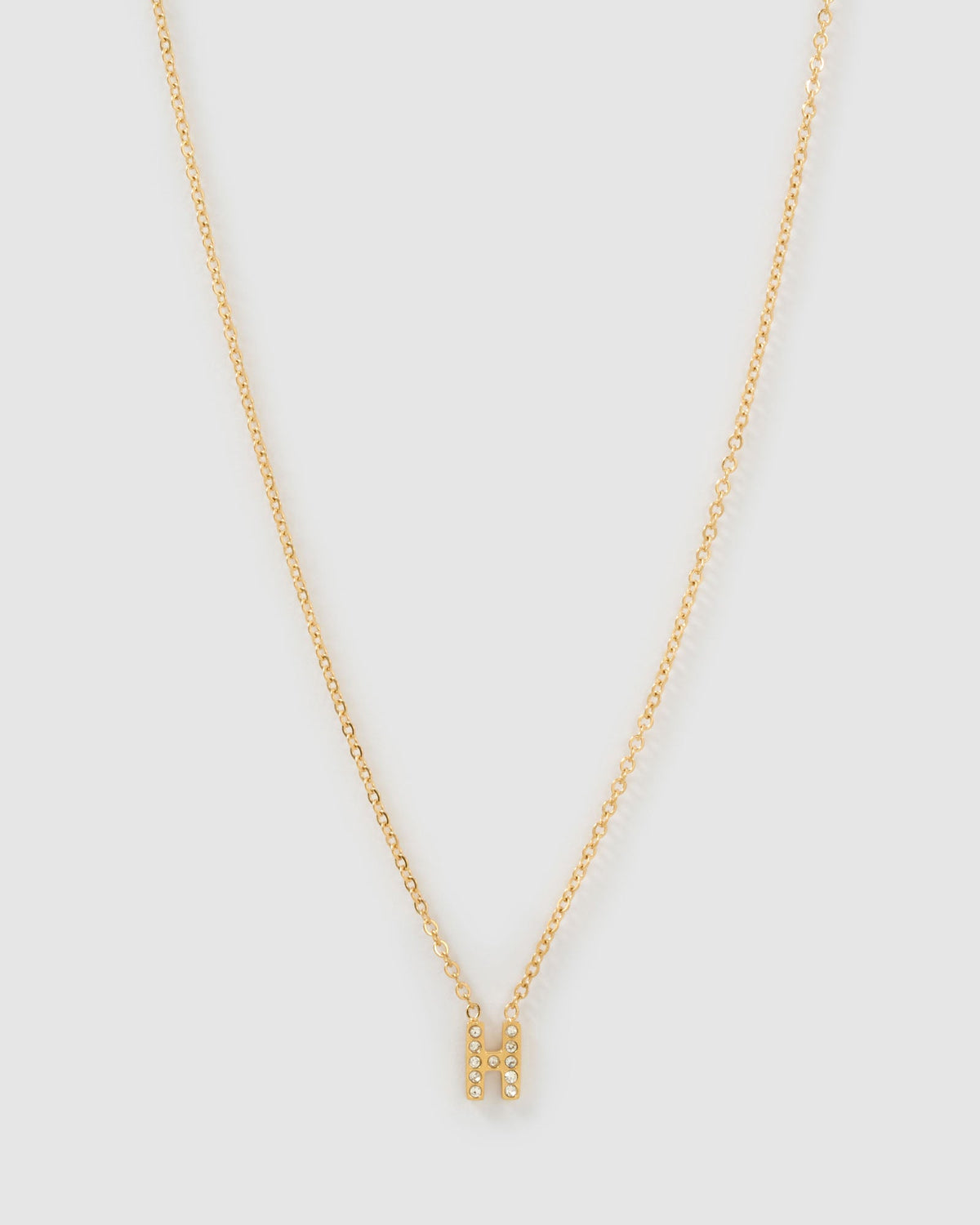 Colar Pingente Mini Inicial Cristal - Ouro 18K | SILLENE - H