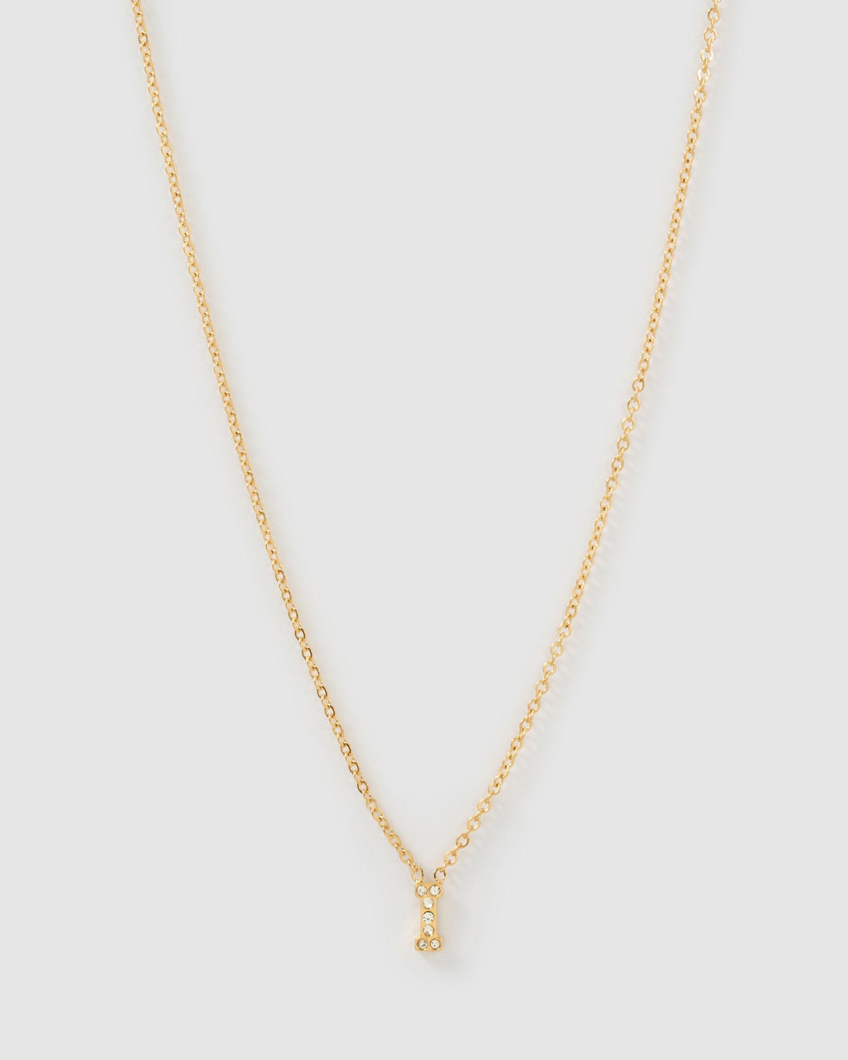 Colar Pingente Mini Inicial Cristal - Ouro 18K | SILLENE - I