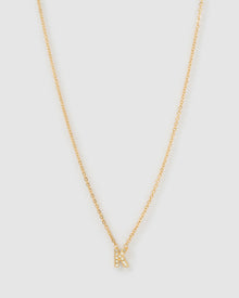 Colar Pingente Mini Inicial Cristal - Ouro 18K | SILLENE - K