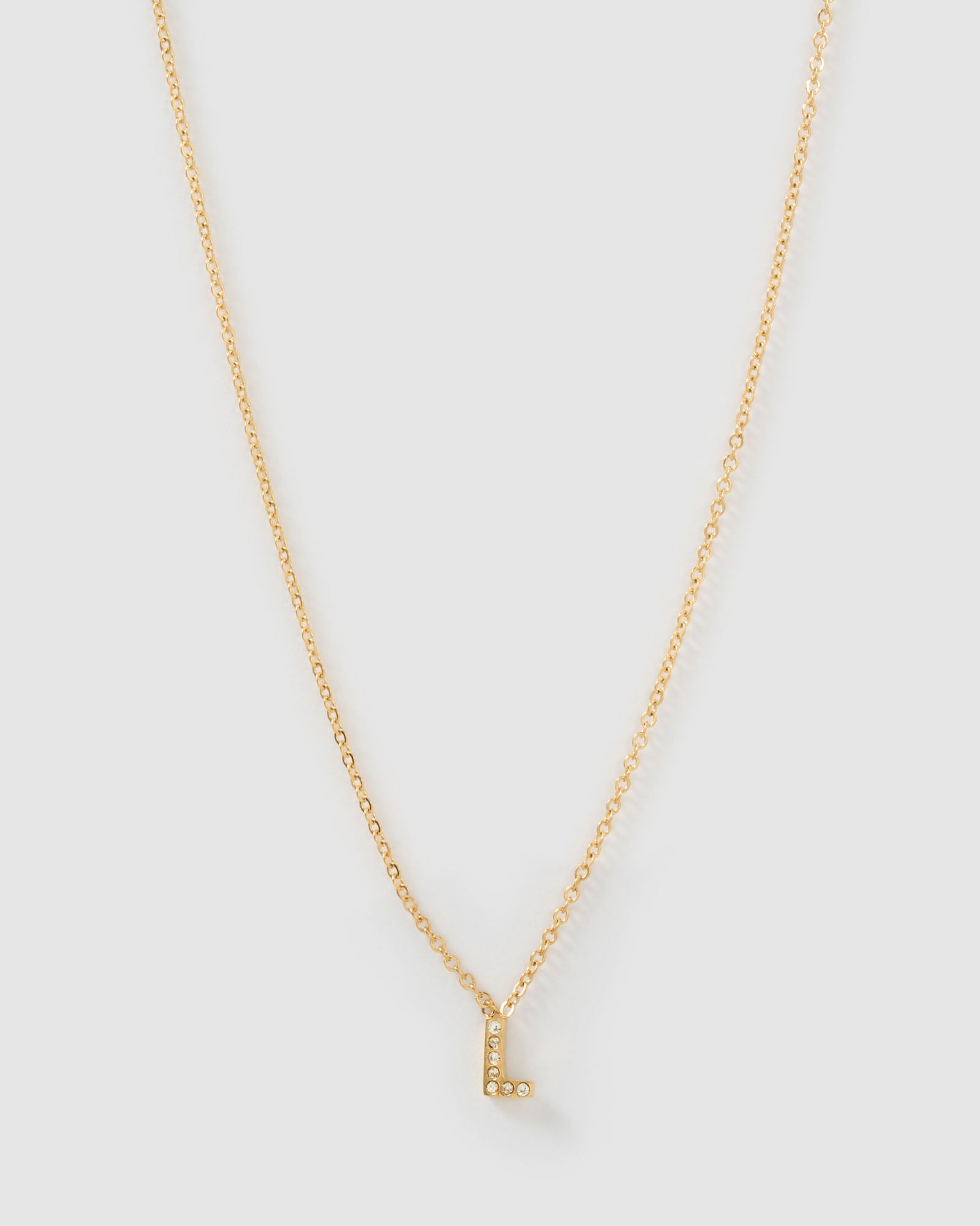 Colar Pingente Mini Inicial Cristal - Ouro 18K | SILLENE - L