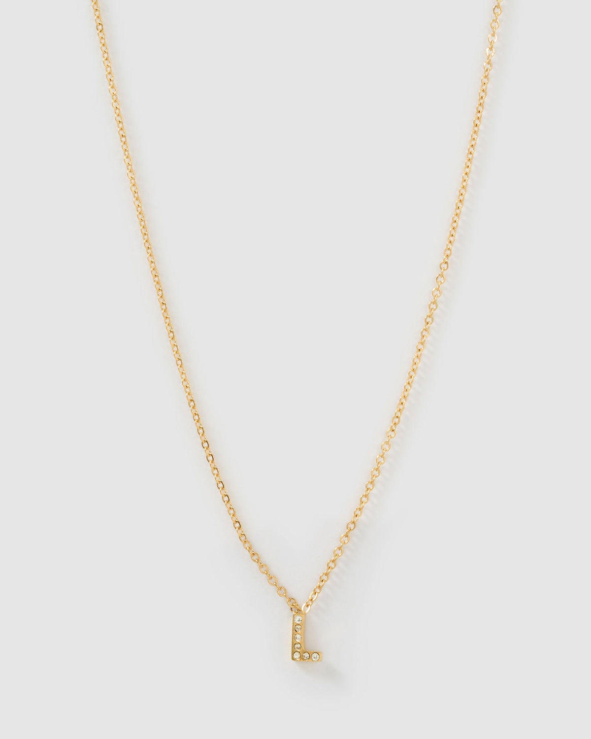 Colar Pingente Mini Inicial Cristal - Ouro 18K | SILLENE - L