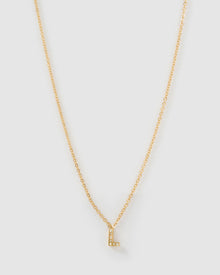 Colar Pingente Mini Inicial Cristal - Ouro 18K | SILLENE - L