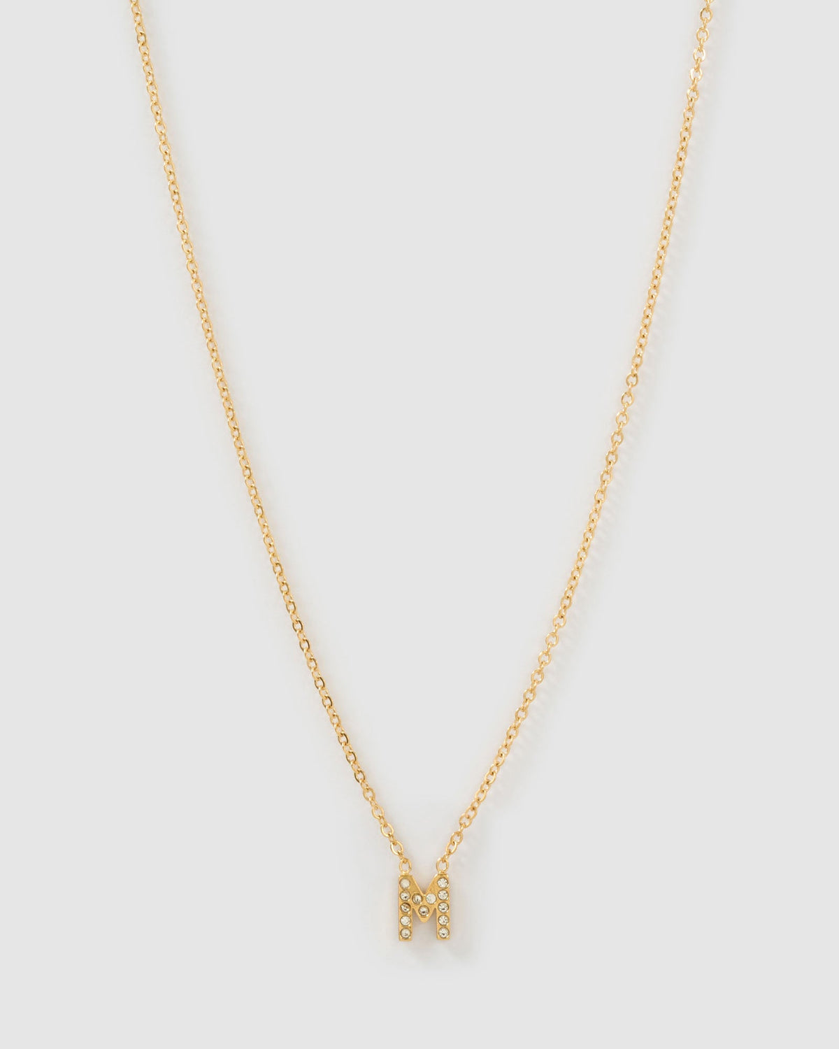 Colar Pingente Mini Inicial Cristal - Ouro 18K | SILLENE - M