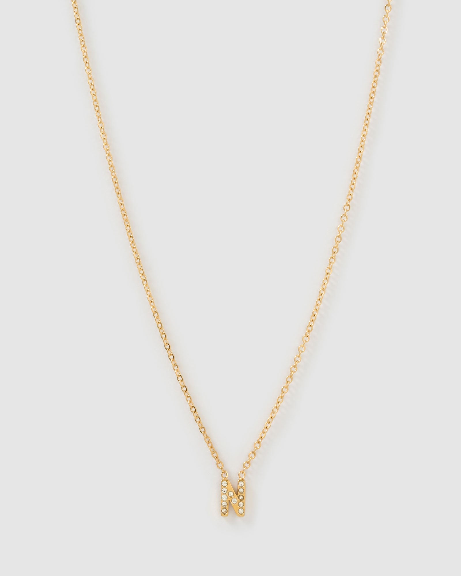 Colar Pingente Mini Inicial Cristal - Ouro 18K | SILLENE - N