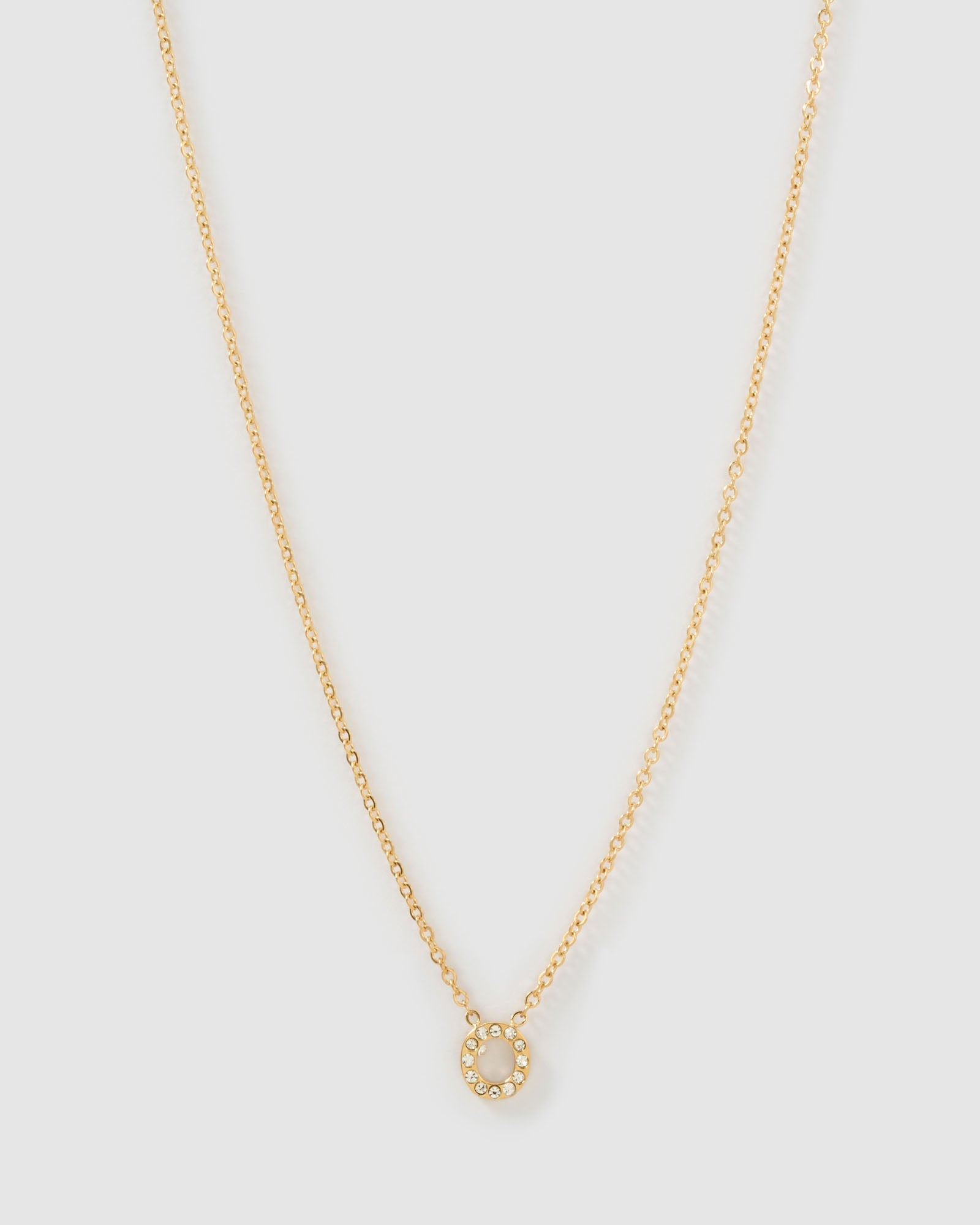 Colar Pingente Mini Inicial Cristal - Ouro 18K | SILLENE - O