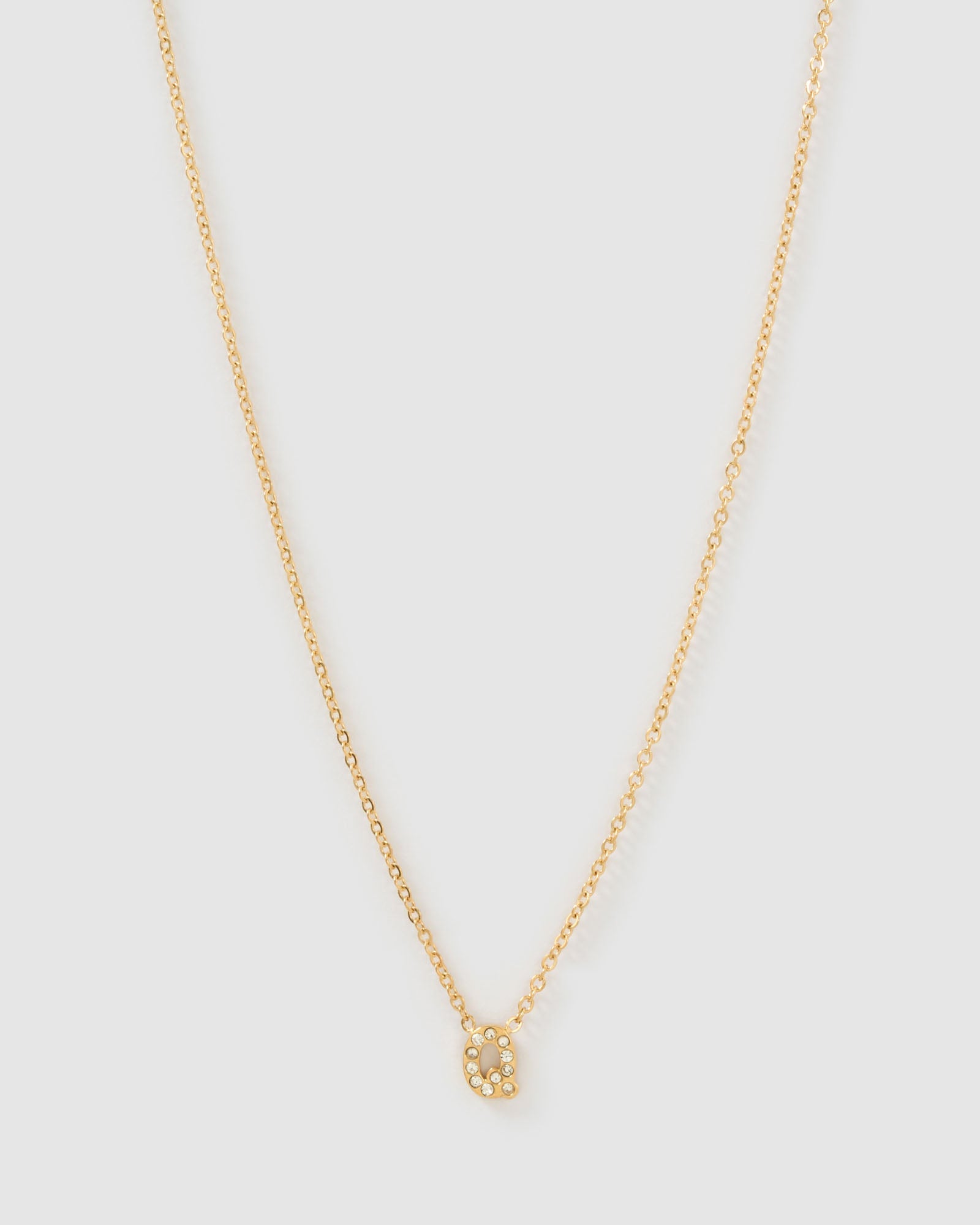 Colar Pingente Mini Inicial Cristal - Ouro 18K | SILLENE - Q