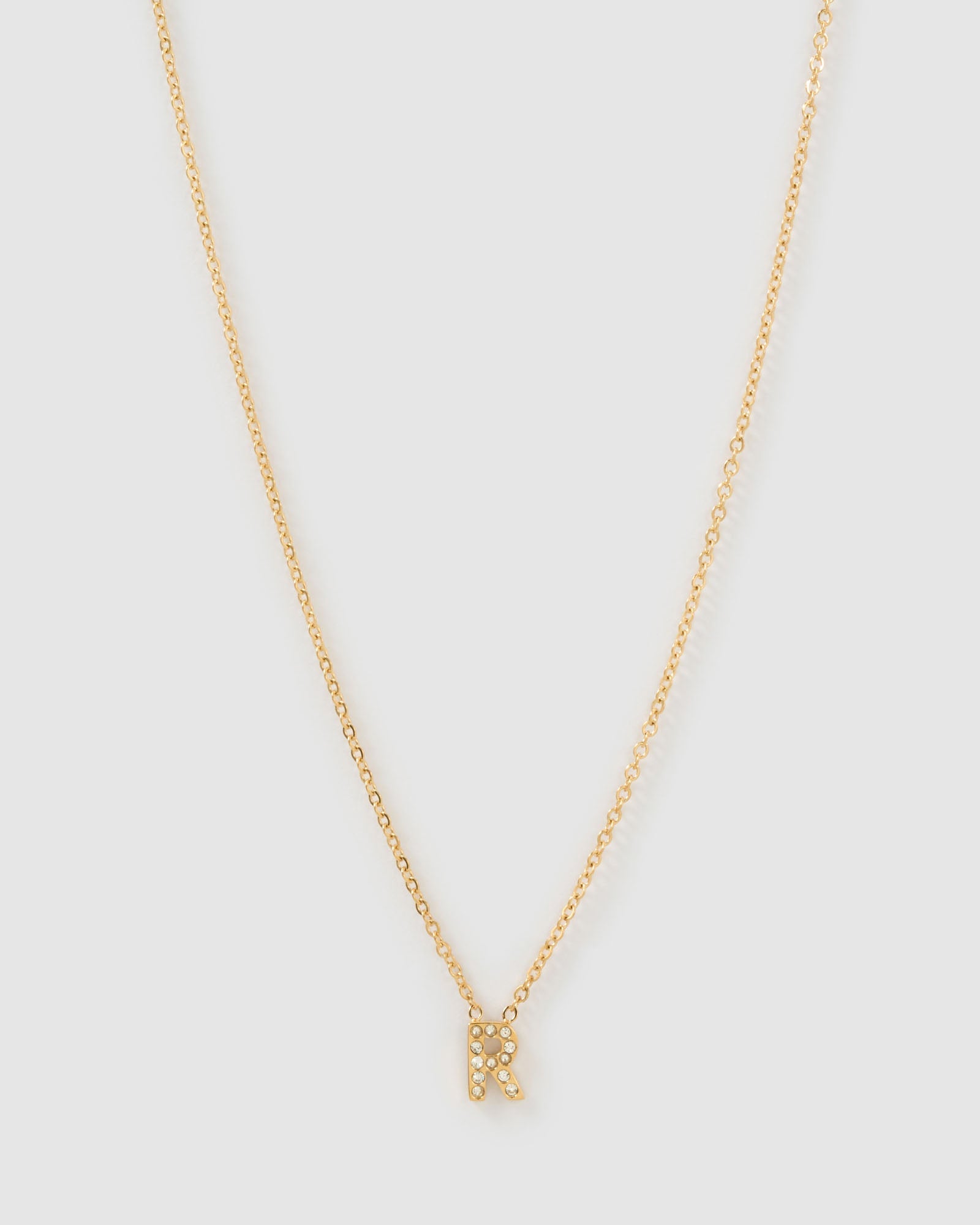 Colar Pingente Mini Inicial Cristal - Ouro 18K | SILLENE - R