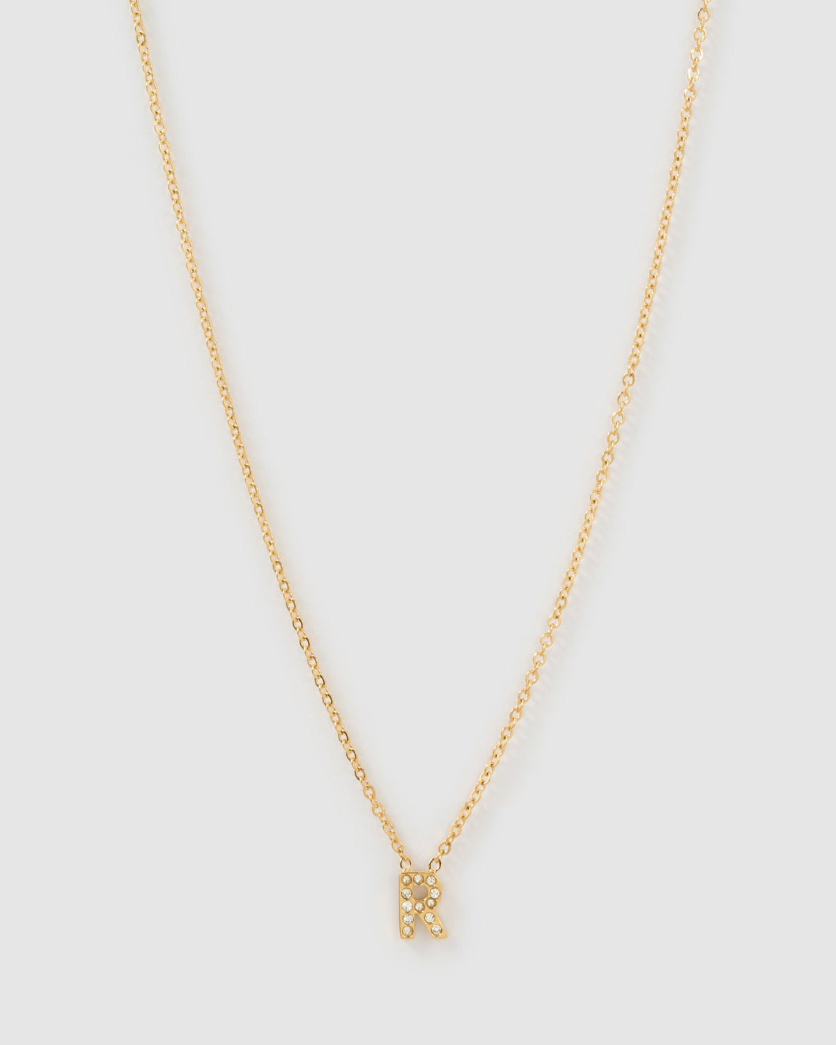 Colar Pingente Mini Inicial Cristal - Ouro 18K | SILLENE - R