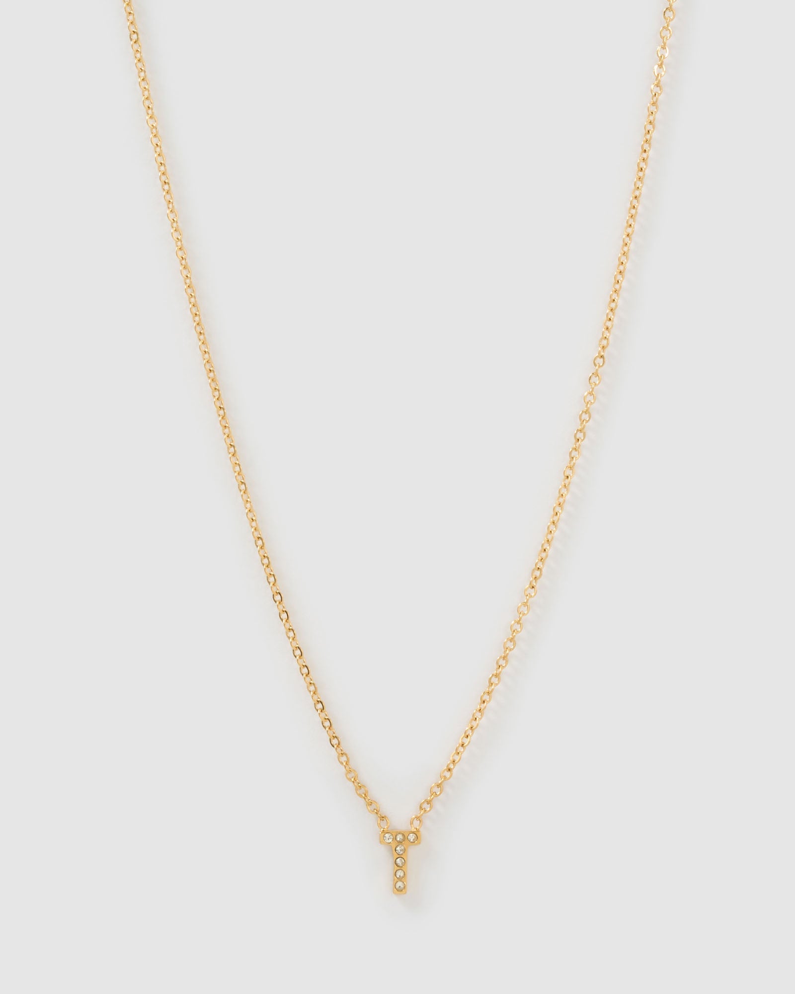 Colar Pingente Mini Inicial Cristal - Ouro 18K | SILLENE - T