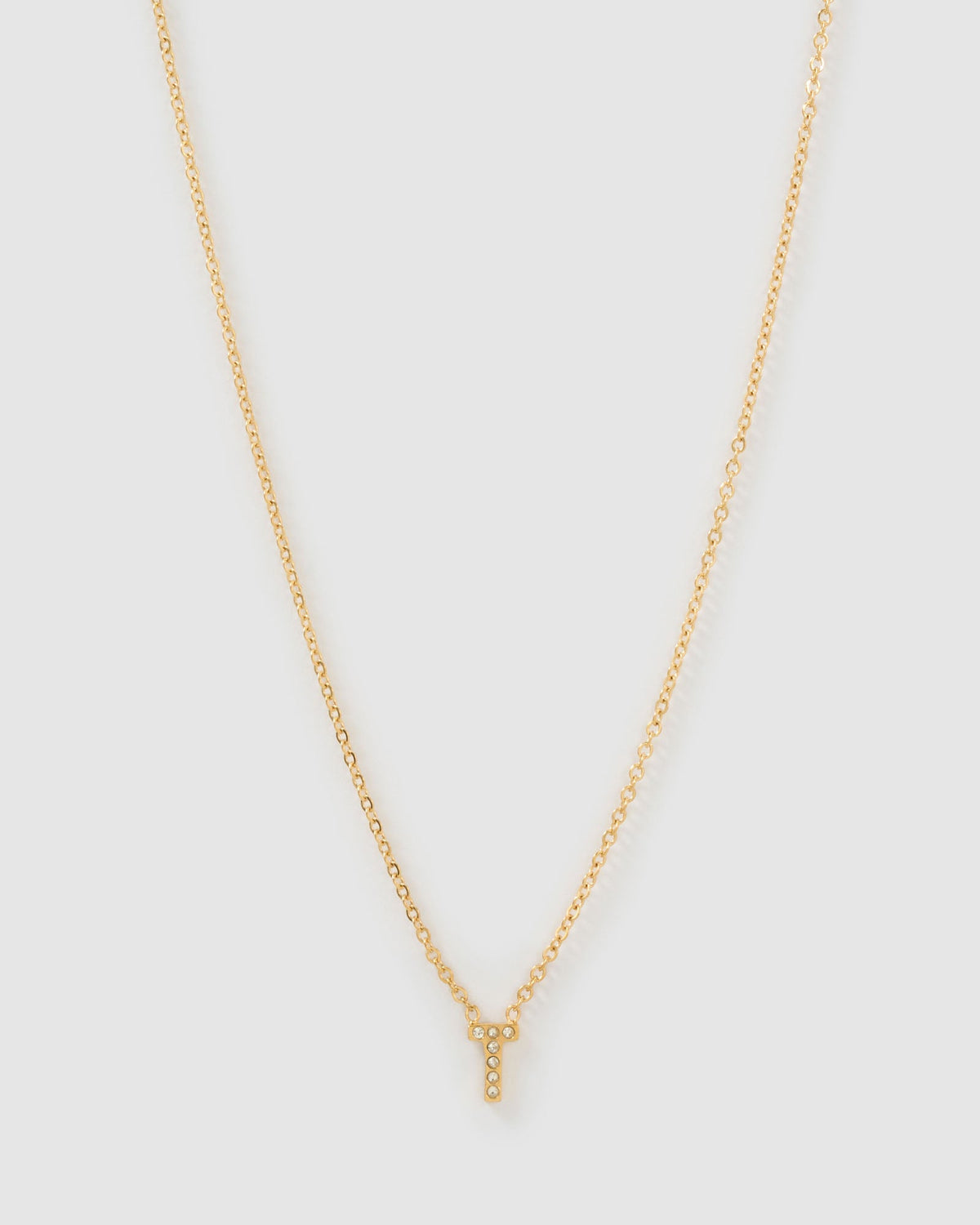 Colar Pingente Mini Inicial Cristal - Ouro 18K | SILLENE - T