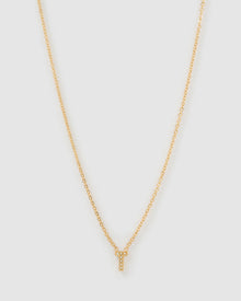 Colar Pingente Mini Inicial Cristal - Ouro 18K | SILLENE - T