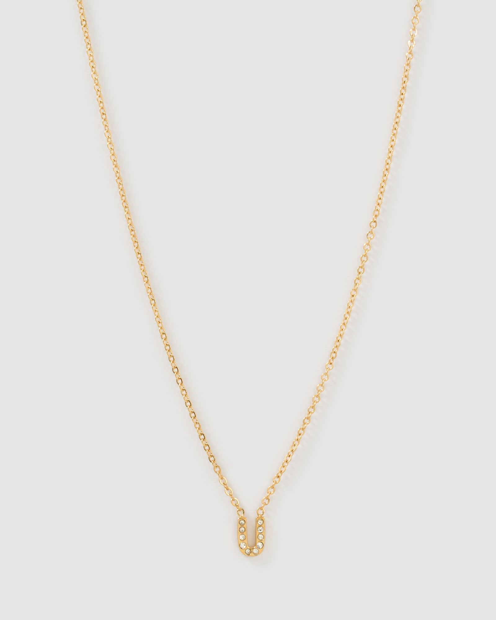 Colar Pingente Mini Inicial Cristal - Ouro 18K | SILLENE - U