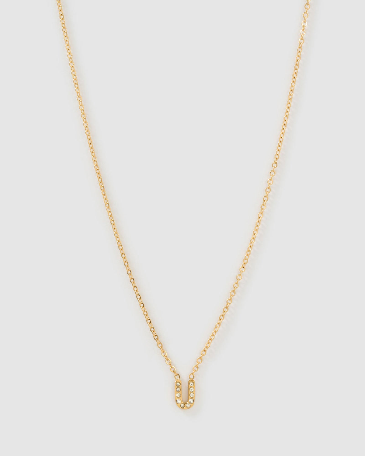Colar Pingente Mini Inicial Cristal - Ouro 18K | SILLENE - U