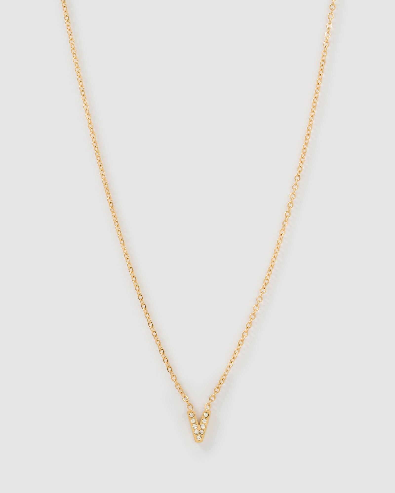 Colar Pingente Mini Inicial Cristal - Ouro 18K | SILLENE - V
