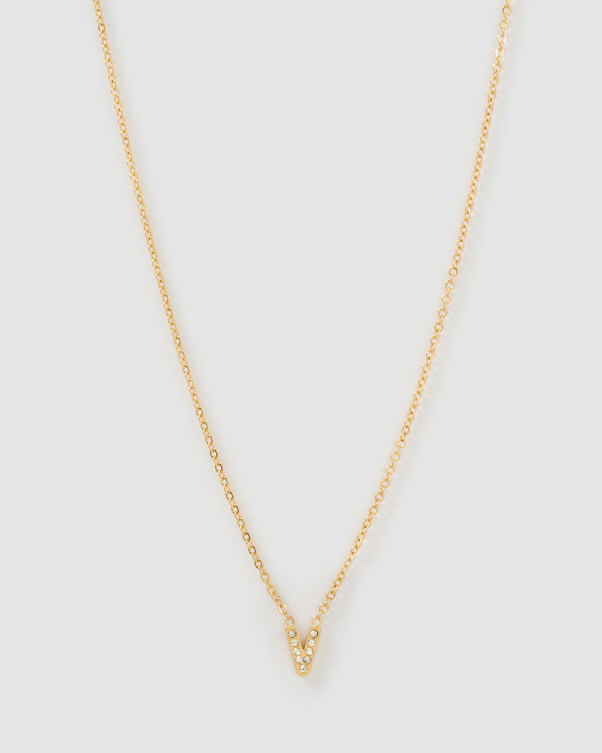 Colar Pingente Mini Inicial Cristal - Ouro 18K | SILLENE - V