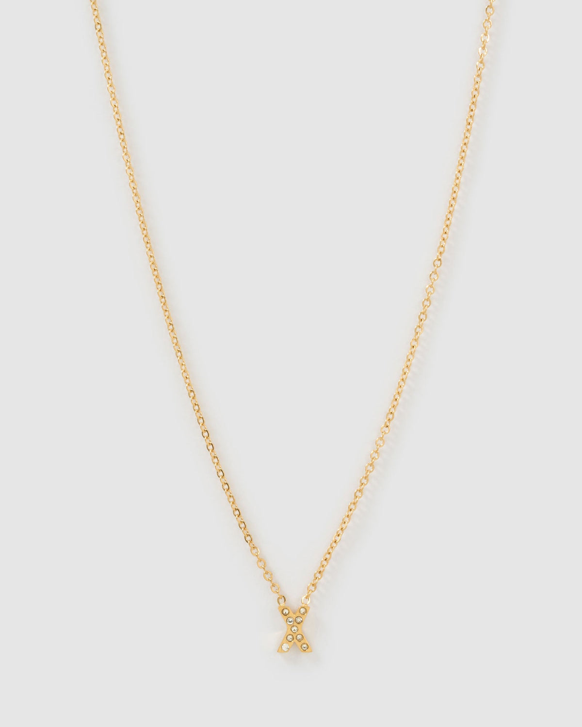 Colar Pingente Mini Inicial Cristal - Ouro 18K | SILLENE - X