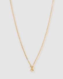 Colar Pingente Mini Inicial Cristal - Ouro 18K | SILLENE - X