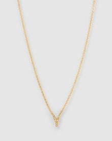 Colar Pingente Mini Inicial Cristal - Ouro 18K | SILLENE - Y