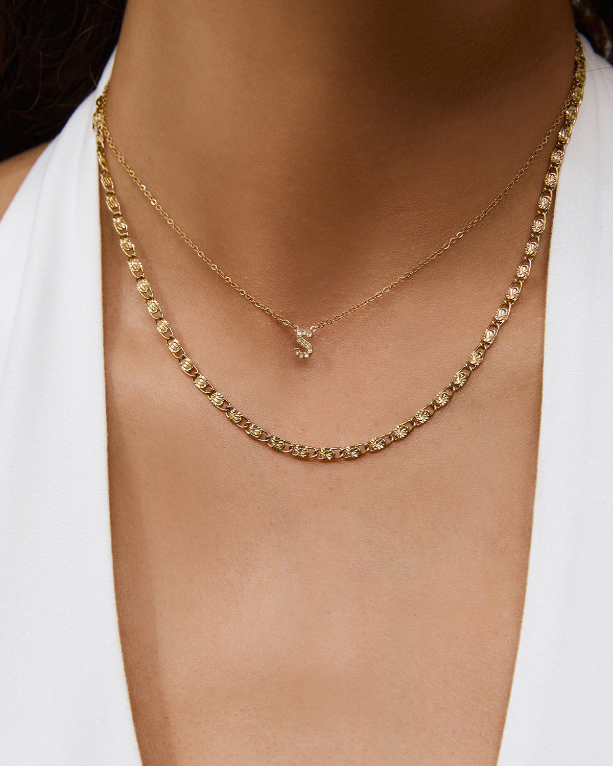 Colar Pingente Mini Inicial Cristal - Ouro 18K | SILLENE