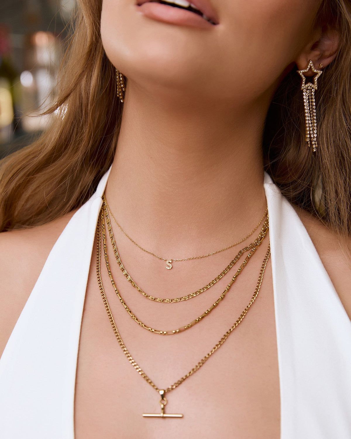 Colar Pingente Mini Inicial Cristal - Ouro 18K | SILLENE