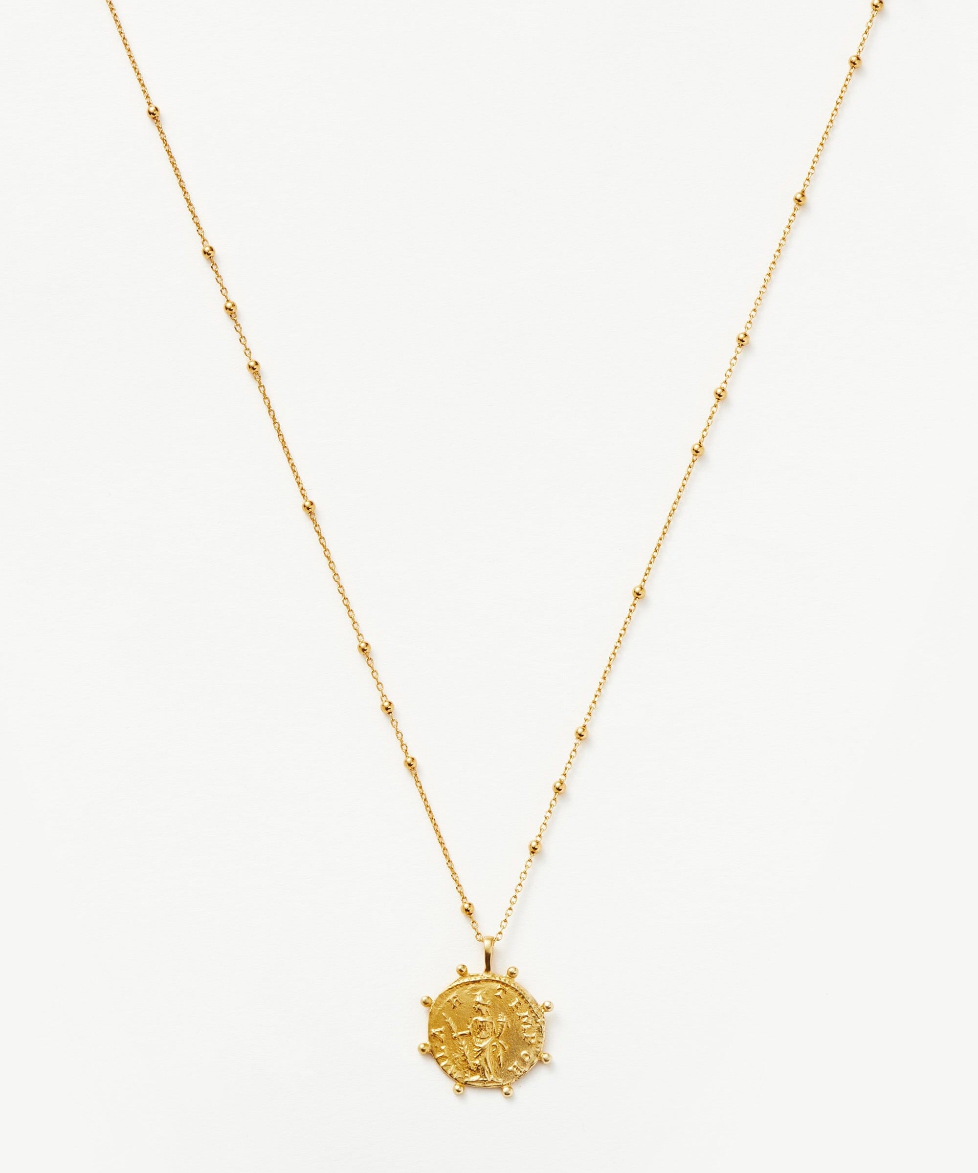Colar Pingente Moeda Contas - Ouro 18K | SILLENE