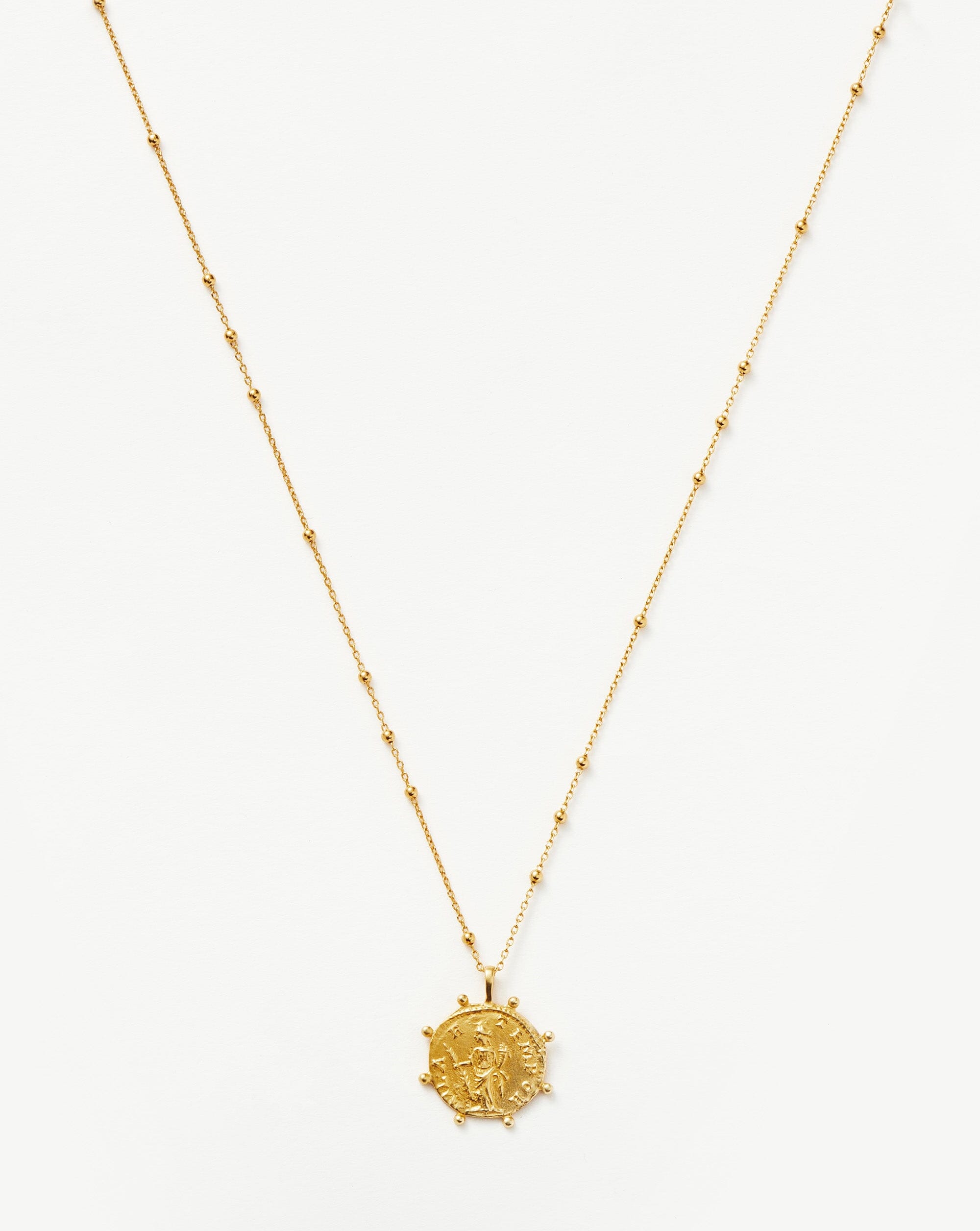 Colar Pingente Moeda Contas - Ouro 18K | SILLENE