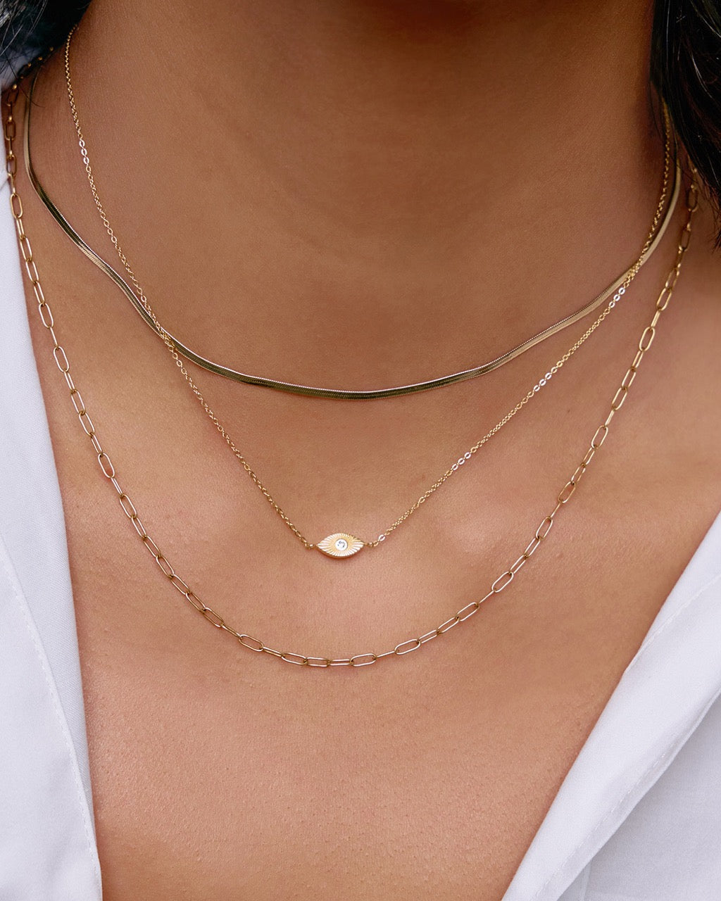 Colar Pingente Olho Grego - Ouro 18K | SILLENE