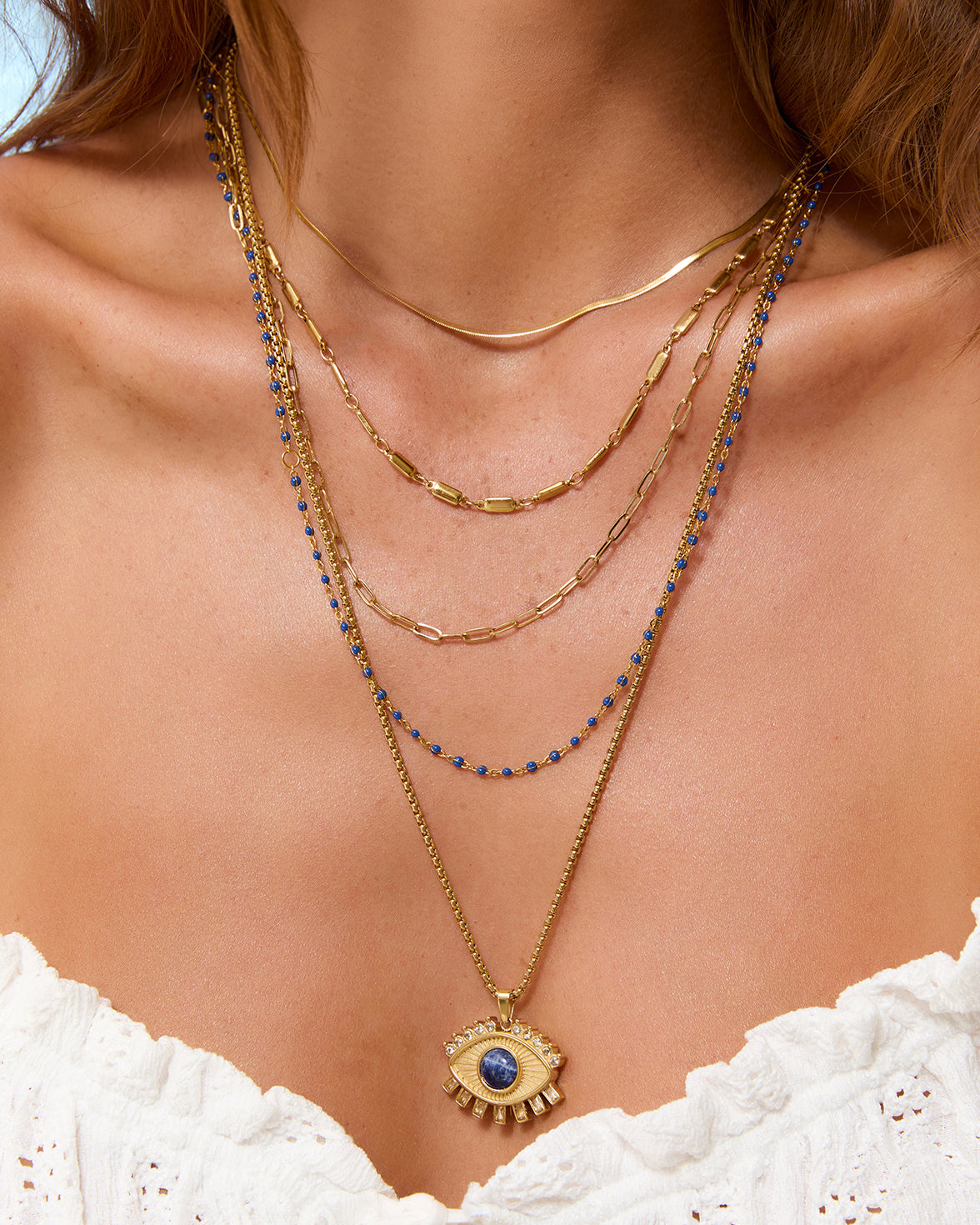 Colar Pingente Olho Grego Zen - Ouro 18K | SILLENE