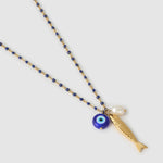 Colar Pingente Peixe da Sorte Azul - Ouro 18K | SILLENE