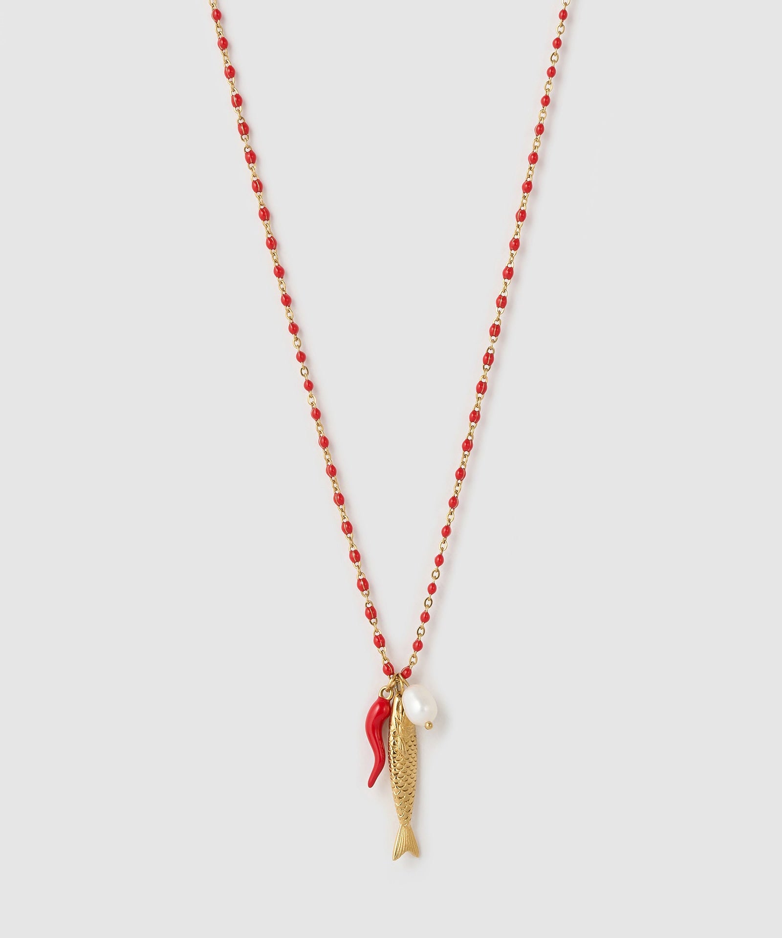 Colar Pingente Peixe da Sorte Cereja - Ouro 18K | SILLENE