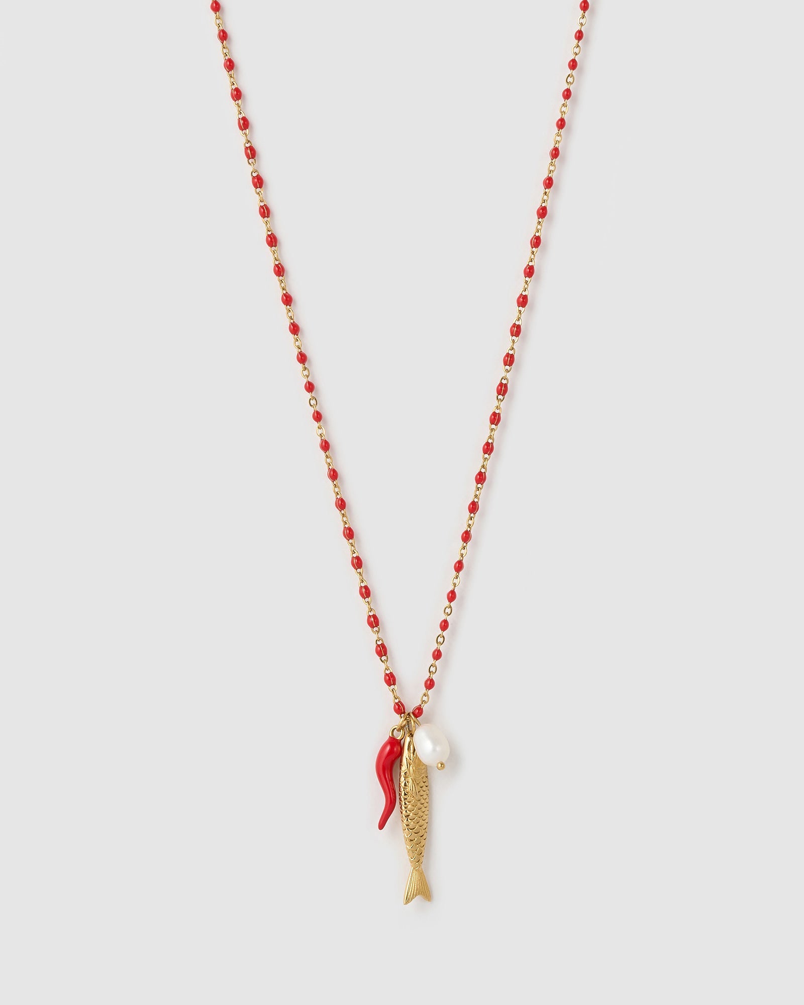 Colar Pingente Peixe da Sorte Cereja - Ouro 18K | SILLENE