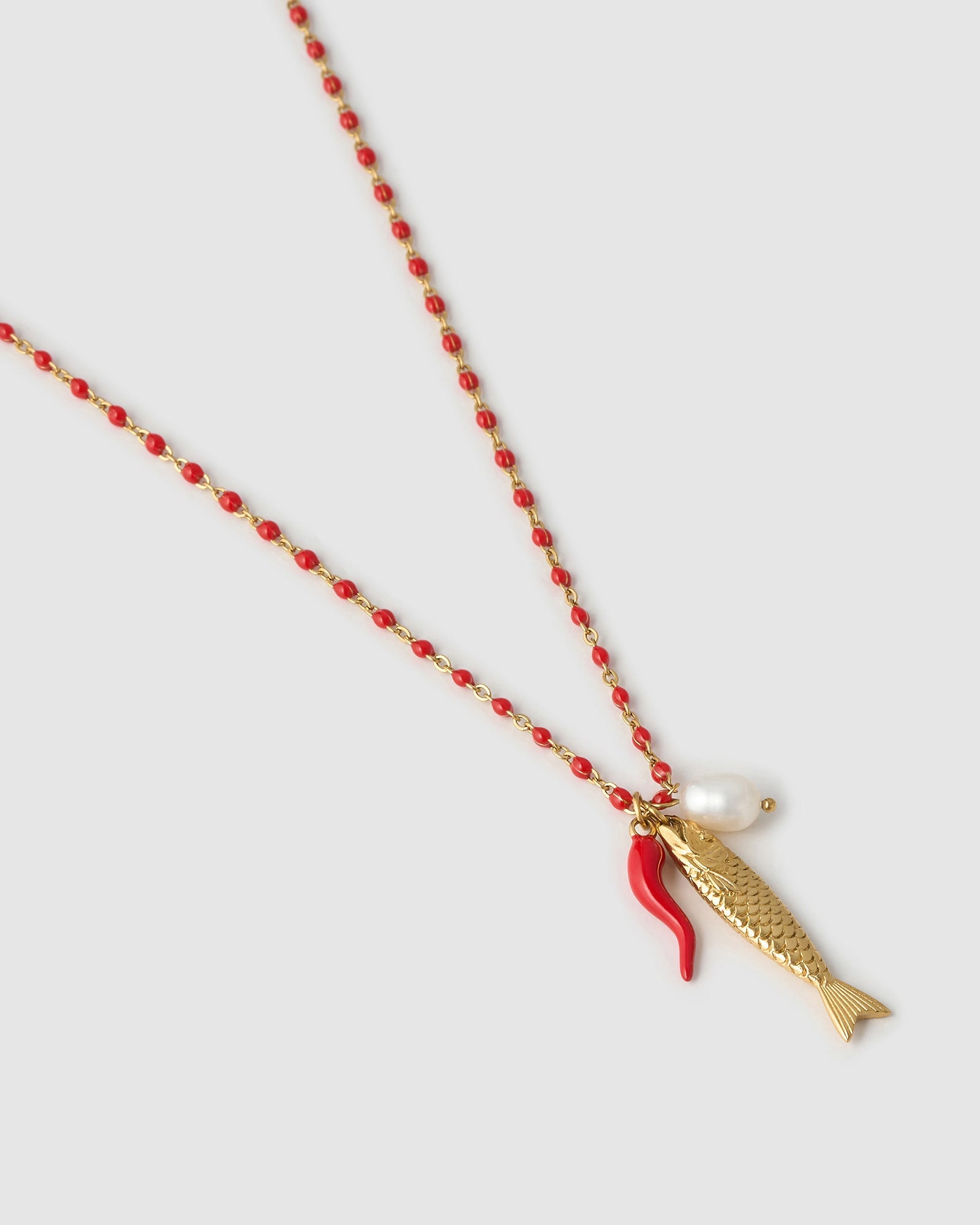 Colar Pingente Peixe da Sorte Cereja - Ouro 18K | SILLENE