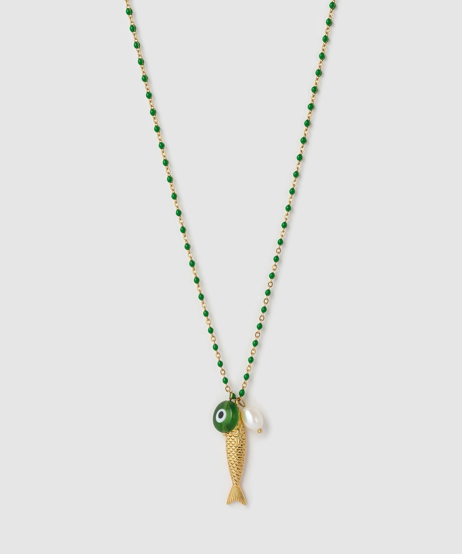 Colar Pingente Peixe da Sorte Kiwi - Ouro 18K | SILLENE