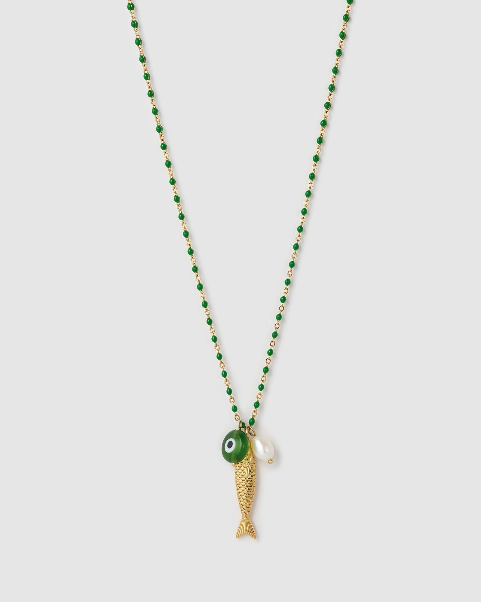 Colar Pingente Peixe da Sorte Kiwi - Ouro 18K | SILLENE
