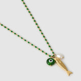 Colar Pingente Peixe da Sorte Kiwi - Ouro 18K | SILLENE