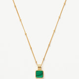 Colar Pingente Quadrado Malaquita - Ouro 18K | SILLENE