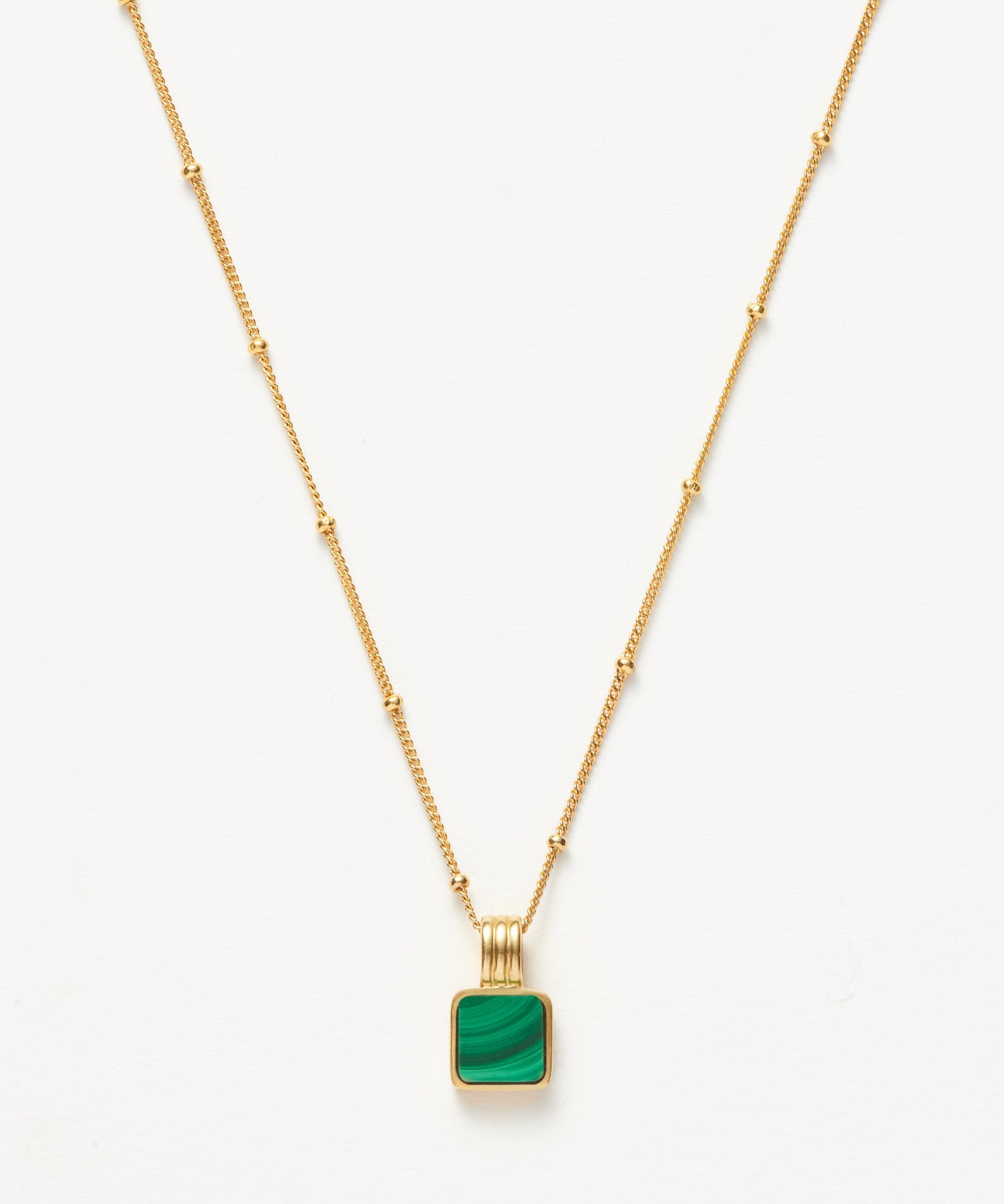 Colar Pingente Quadrado Malaquita - Ouro 18K | SILLENE