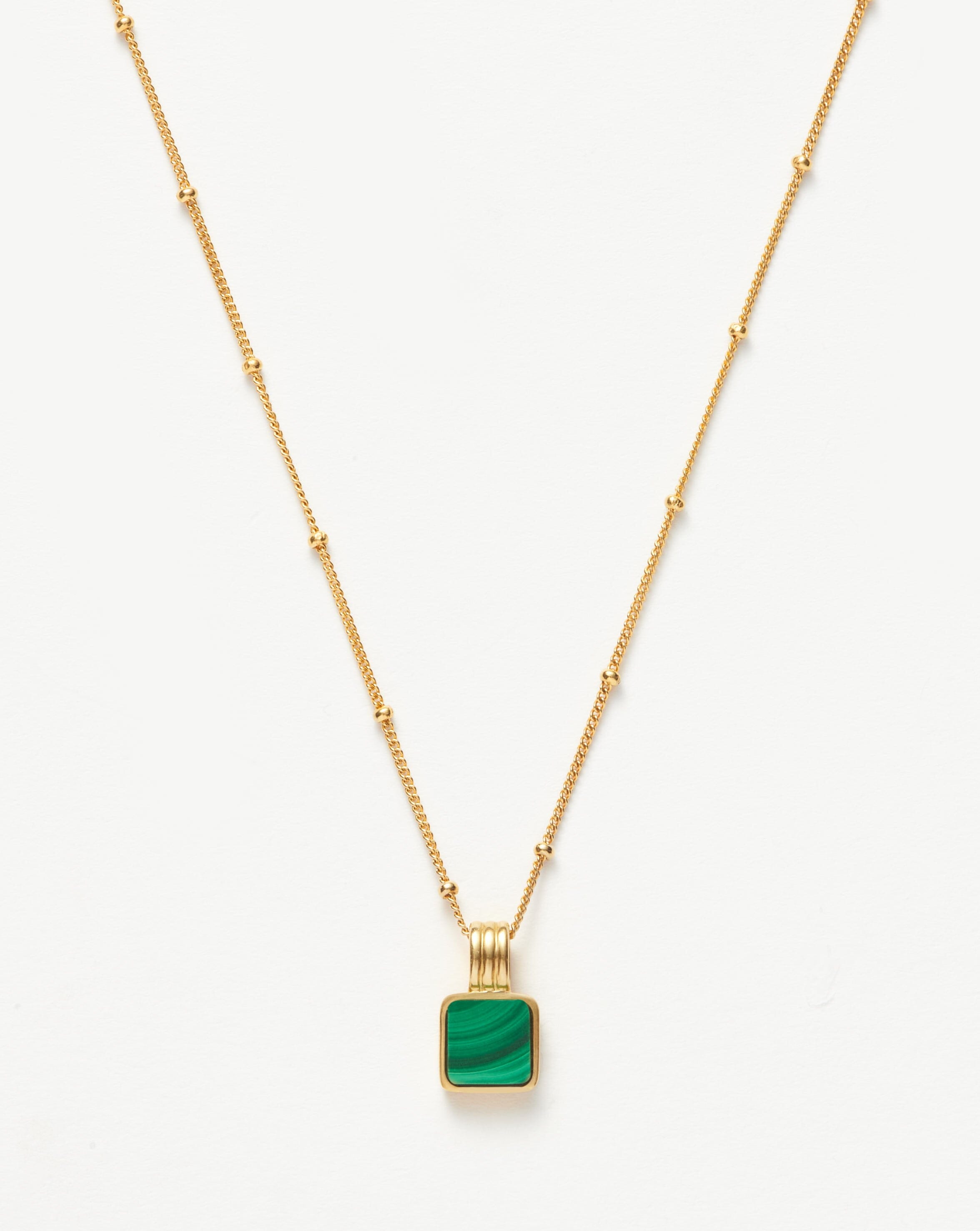 Colar Pingente Quadrado Malaquita - Ouro 18K | SILLENE