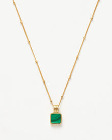 Colar Pingente Quadrado Malaquita - Ouro 18K | SILLENE