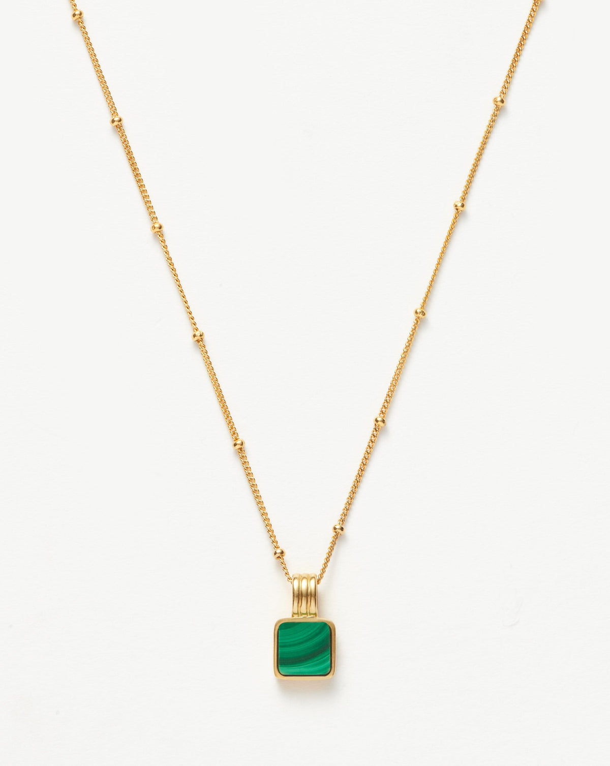 Colar Pingente Quadrado Malaquita - Ouro 18K | SILLENE