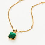 Colar Pingente Quadrado Malaquita - Ouro 18K | SILLENE