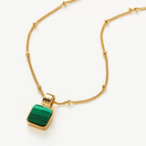 Colar Pingente Quadrado Malaquita - Ouro 18K | SILLENE