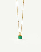 Colar Pingente Quadrado Malaquita - Ouro 18K | SILLENE - detalhe