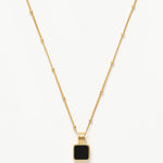 Colar Pingente Quadrado Onix - Ouro 18K | SILLENE