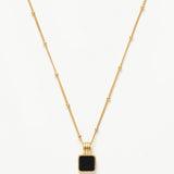 Colar Pingente Quadrado Onix - Ouro 18K | SILLENE