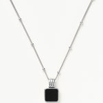 Colar Pingente Quadrado Onix - Prata | SILLENE